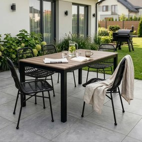 Stół Ogrodowy Prostokątny ARGOS 140-180 cm Rozkładany Orzech/Czarny