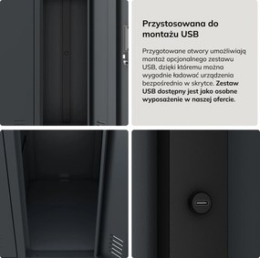 Szafa socjalna ubraniowa 10-drzwiowa antracytowa, 1360x1720x450 mm: BARTEK