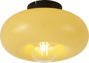 Lampa sufitowa retro czarna z żółtym szkłem 30cm - Glaze