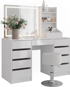 Stół do toalety biały/biały wysoki połysk 128.2x50.1x76 sherry