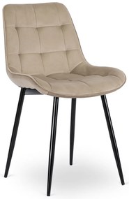 Zestaw Stół Rozkładany SKUBI 120-160 cm Dąb Craft/Czarny i 6 Krzeseł Tapicerowanych CHRIS Beżowych Nowoczesnych