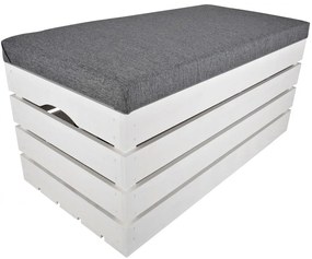 Pufa kufer skrzynia drewniana sosnowa siedzisko 80cm malowana biała