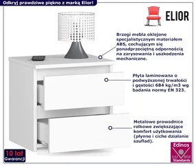 Biała szafka nocna z szufladami - Terik 3X