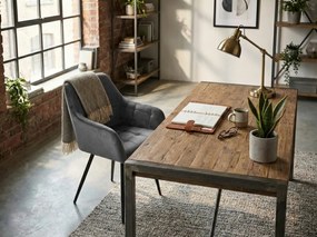 Szare krzesło jadalniane LOREN VELVET z czarnymi nogami