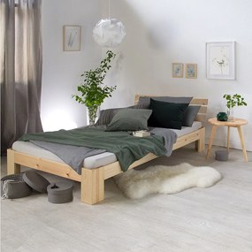 Łóżko pojedyncze 90x200 cm, naturalne drewno sosnowe