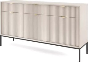 Cubero komoda 3 szuflady 154 cm nowoczesna ryflowany front metalowe nóżki