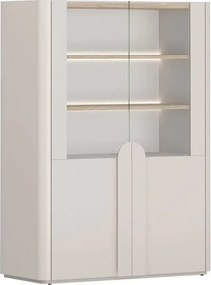 Witryna Amilio 100 cm dwudrzwiowa - kaszmir / dąb olejowany / uchwyty kaszmir