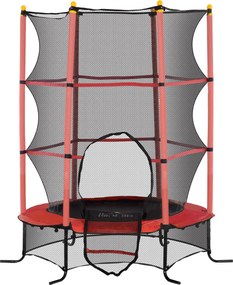 HOMCOM Trampolina dla dzieci, Ø163 cm, z siatką bezpieczeństwa, do użytku wewnątrz i na zewnątrz, do 50 kg, Stal, Plastik, Czerwona