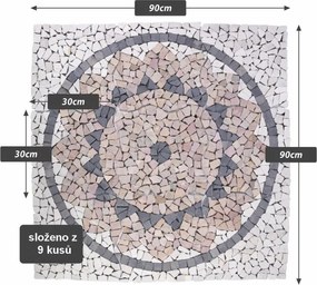 Mozaika marmurowa, motyw Słońca, 90 x 90 cm.