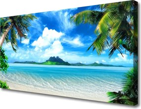 Obraz drukowany na płótnie Tropikalna Plaża pod Palmami