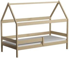 Drewniane łóżko dla dziecka w kształcie domku, wanilia - Cubis 3X 180x80 cm