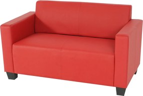 Sofa dwuosobowa Moncalieri ze sztucznej skóry,  czerwona