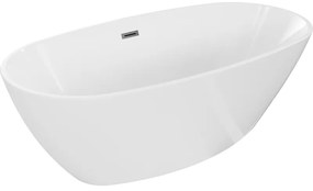 Mexen Eris wanna wolnostojąca 180 x 95 cm, biała, przelew gun metal - 53441809500-95