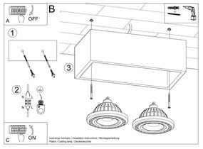 Plafon QUATRO 2 naturalne drewno SOLLUX  LIGHTING