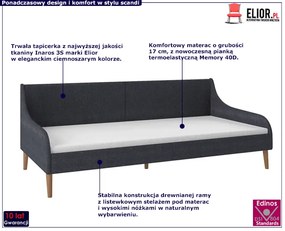 Ciemnoszara sofa z materacem - Fremen