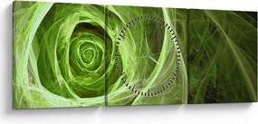 Obraz - Abstrakcyjny zielony róż (z zegarem) (90x30 cm)