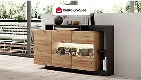 Komoda 3-drzwiowa z 3 wnękami – oświetlenie LED – kolor: naturalny i antracytowy – IDESIA