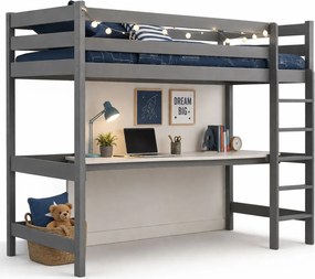 Szare sosnowe łóżko dla dziecka na antresoli - 5 rozmiarów A8-E91