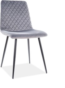 PROMOCJA Szare krzesło IRYS VELVET z czarnymi nogami II. jakość