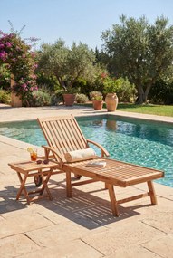 Drewniany leżak ogrodowy ze stolikiem B4-C14