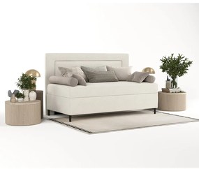 Beżowe tapicerowane łóżko jednoosobowe 80x200 cm Alba – Maison de Rêve
