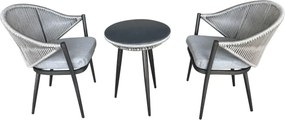 Stylowy zestaw balkonowy Levante z aluminium - 2 krzesła, stolik kawowy