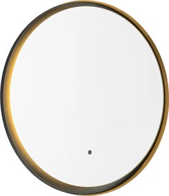 Nowoczesne lustro łazienkowe czarne z LED i dotykowym ściemniaczem - Pim