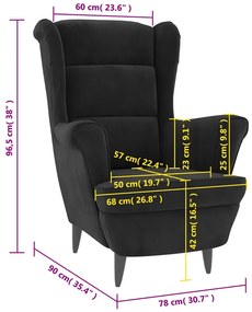 Czarny tapicerowany welurem fotel wypoczynkowy uszak - Donello