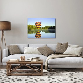 Obraz balonu na ogrzane powietrze nad jeziorem (70x50 cm)