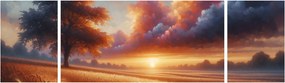 Obraz – Zachód słońca na polu (170x50 cm)