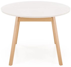 Stół okrągły rozkładany do jadalni płyta kaszmir/naturalny 102-142/102/73 cm RUBEN