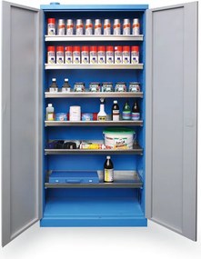 Szafa do przechowywania niebezpiecznych substancji chemicznych, 6 półek, nośność 30 kg, 920x380x1920 mm
