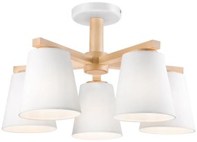 żyrandol natynkowy ELLIE 5xE27/60W/230V biały/dąb