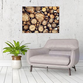 Obraz - Drewno w śniegu (70x50 cm)