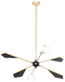 Designerska lampa wisząca czarna i złota 6-światłowa - SinemDesignerski Oswietlenie wewnetrzne