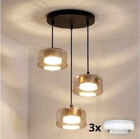 Brilagi - LED lampa wisząca na lince AURA LUX 3xGX53/13W/230V czarny/złoty