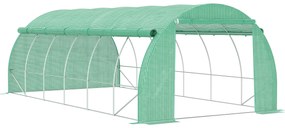 Outsunny Szklarnia Foliowa Tunel Foliowy z Zijanymi Panelami Ochrona UV Stalowa Rama 6x3x2m Zielony | Aosom PL