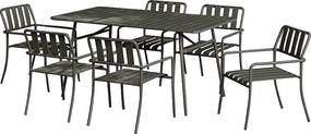 Zestaw mebli jadalnianych ogrodowych z metalu: stół o dł. 160 cm i 6 foteli - Antracytowy - BIRMOS marki MYLIA