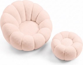 Fotel designerski BLOOM z podnóżkiem, jasnoróżowy