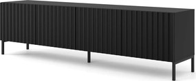 Szafka pod TV z lamelami czarny mat + czarne nóżki K7-D37