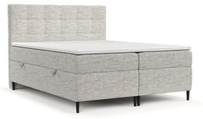 Jasnoszare łóżko boxspring ze schowkiem 200x200 cm Urbaneo – Maison de Rêve