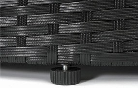 Zestaw z polirattanowym wykończeniem MCW-E17 okrągły,  czarny, tapicerka ciemnoszara, poduszki terakotowe