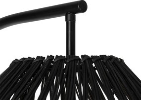 Lampa podłogowa rustykalna czarna z rattanem - Sam