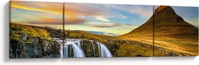 Zdjęcie góry i wodospadów na Islandii (170x50 cm)