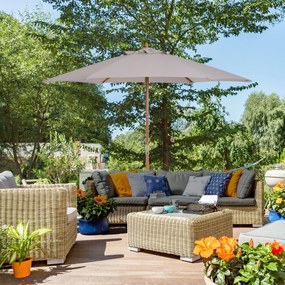 Outsunny Parasol Ogrodowy Zewnętrzny 3-stopniowy Bambus i Poliester 180 ㎡ Szary Ochrona UV Ø25x23m | Aosom PL