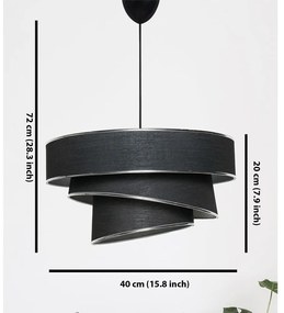 Lampa wisząca w czarno-srebrnym kolorze z tekstylnym kloszem ø 40 cm Couper – Opviq lights