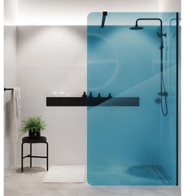 Ścianka prysznicowa WALK IN FIX niebieska 8mm MOLIS NATURE Blue Round MASSI | rożne rozmiary : Kolor profili kabiny - czarny, Szerokość ścianki - 90 cm , Typ montażu - WALK in FIX (Do ściany)