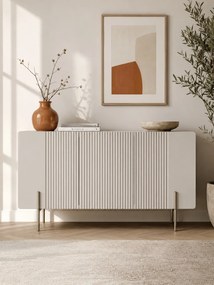 Komoda Malmi 150 cm trzydrzwiowa - kaszmir / złote nóżki