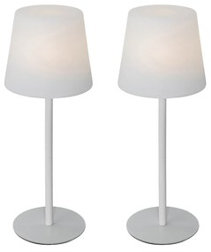 Zewnetrzna Zestaw 2 akumulatorowych lamp stołowych białych 40 cm IP54 - Jude Nowoczesny Oswietlenie zewnetrzne