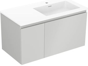 Mexen Orio szafka łazienkowa 90 cm z umywalką Otis prawą, 1S, 1D, szara mat/biała mat - 91A13-09047-3-BBFF62-W18P01